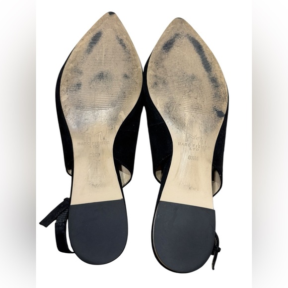 Marc Fisher Pointed Toe Slingback Flats in Black Size 8.5 - Picture 6 of 6